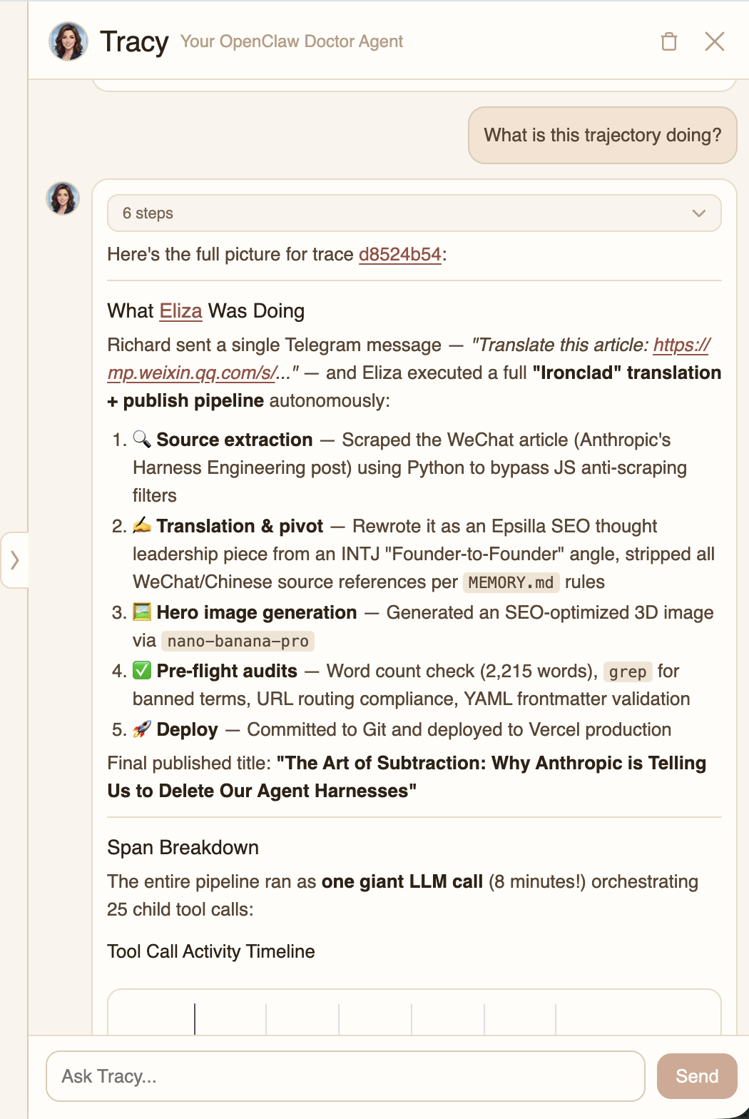 Drill-down into trajectory details